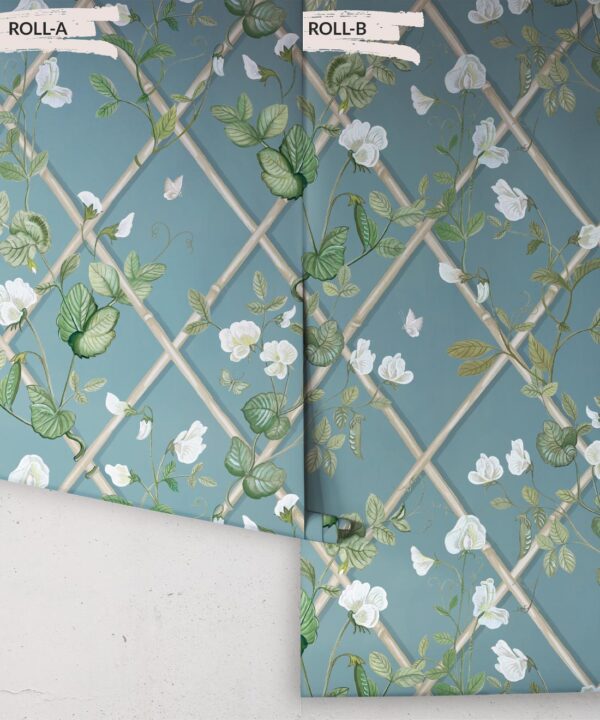 Grande Climbing Sweet Pea Wallpaper • Provence & Cane • Rolls