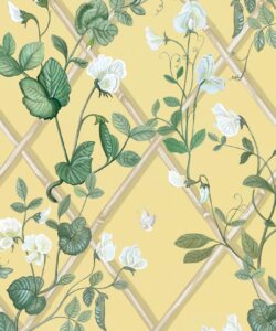 Grande Climbing Sweet Pea Wallpaper • Rattan & Cane • Swatch