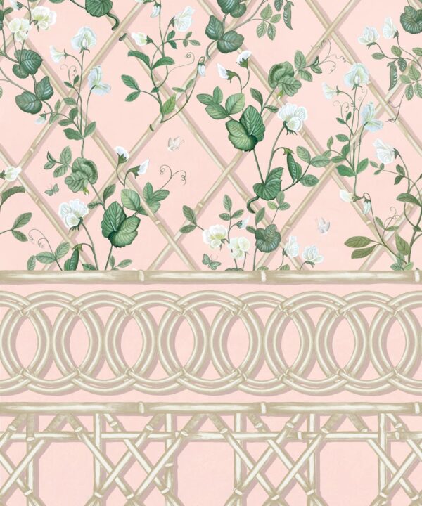 Climbing Sweet Pea Frieze Mural • Pink • Swatch