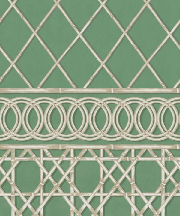 Colony Frieze Mural • Dark Green & Cane • Swatch