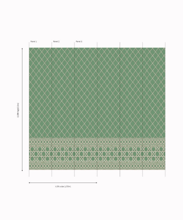 Colony Frieze Mural • Dark Green & Cane • Panels