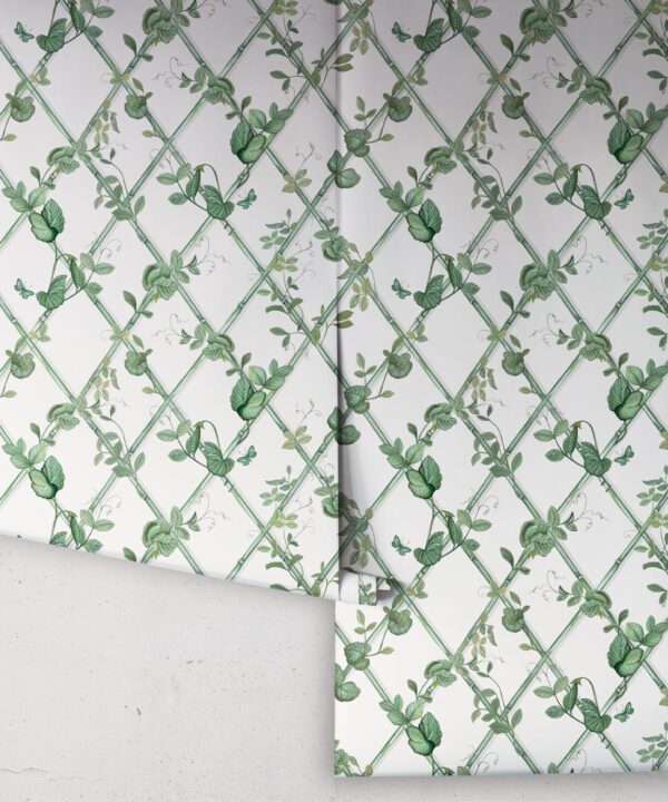 Petite Ivy Wallpaper • Irish Linen & Green • Rolls