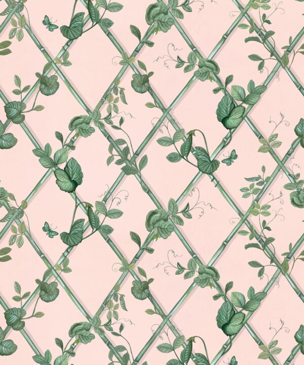 Petite Ivy Wallpaper • Pink & Green • Swatch