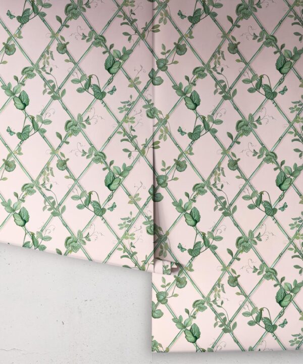 Petite Ivy Wallpaper • Pink & Green • Rolls