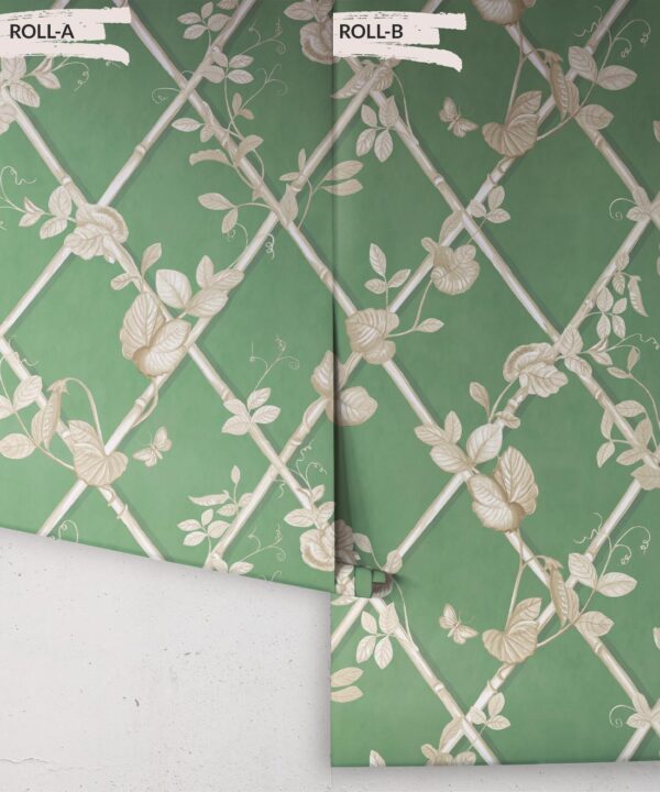 Grande Ivy Wallpaper • Dark Green & Cane • Rolls