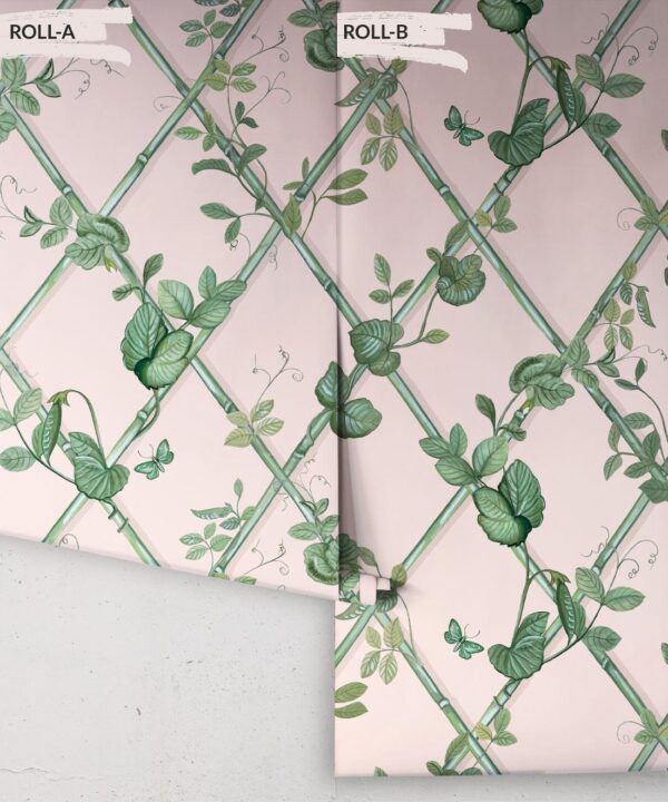 Grande Ivy Wallpaper • Pink & Green • Rolls