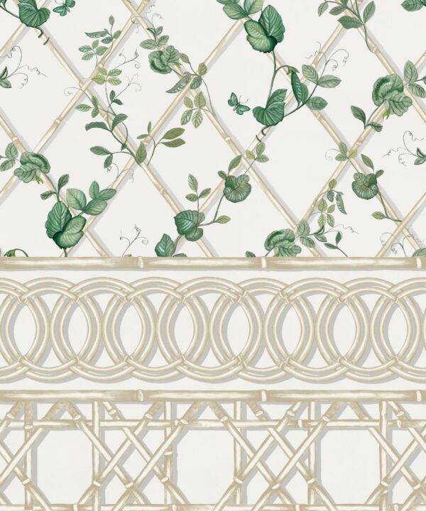 Ivy Frieze Mural • Irish Linen & Cane • Swatch