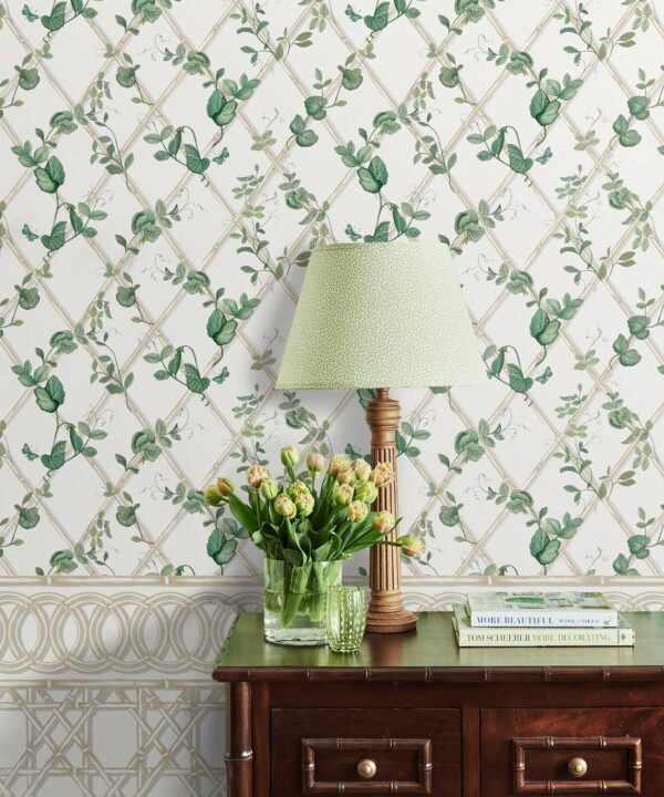 Ivy Frieze Mural • Irish Linen & Cane • Insitu