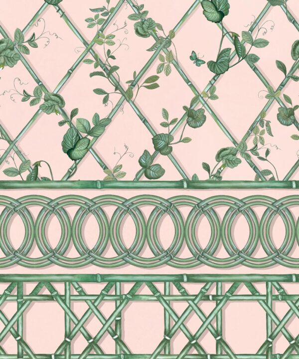 Ivy Frieze Mural • Pink & Green • Swatch