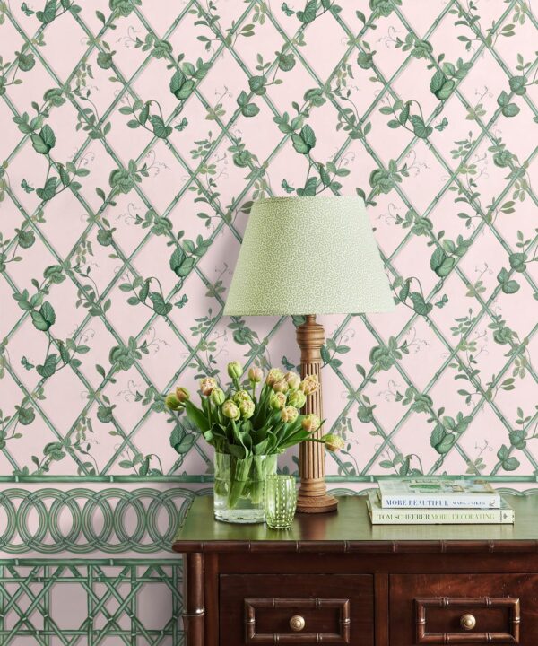 Ivy Frieze Mural • Pink & Green • Insitu