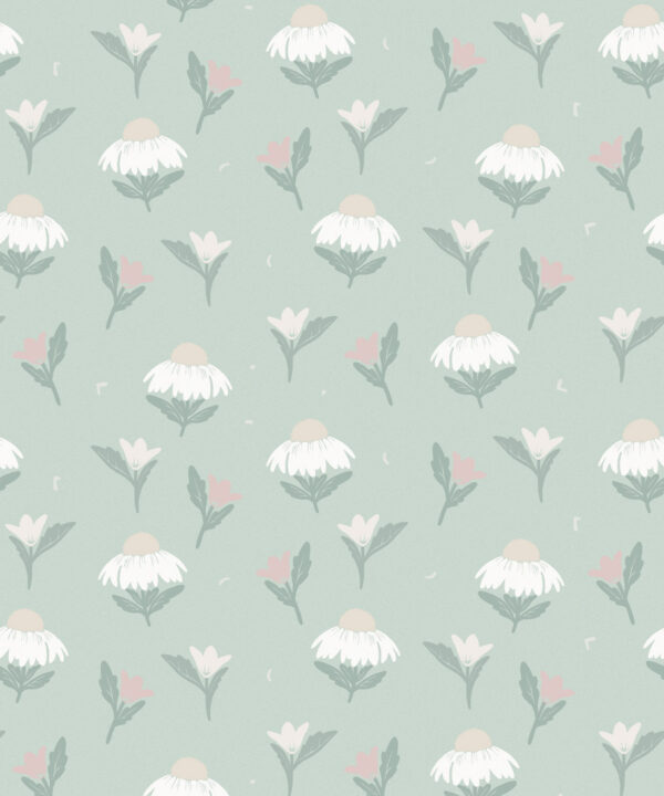 Daisy Wallpaper • Mint • Swatch