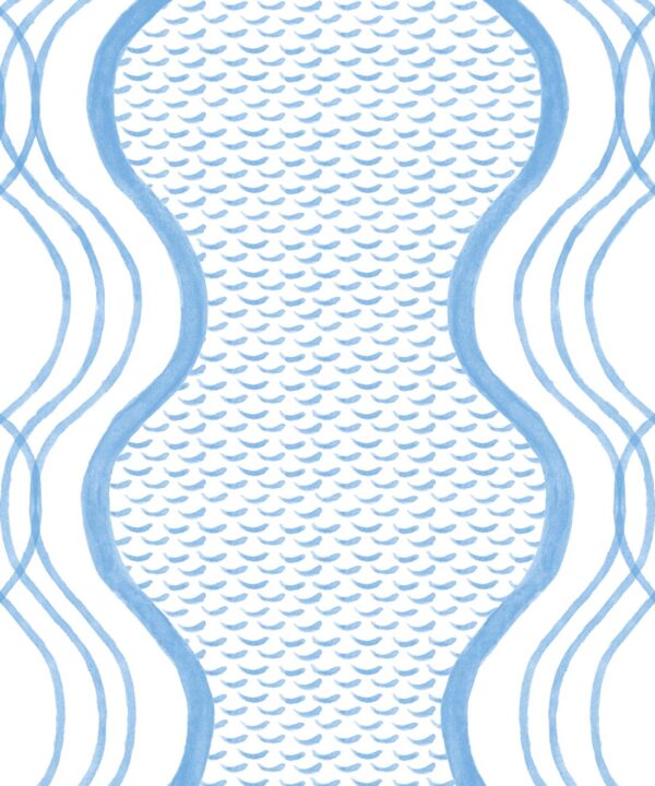 Wavy Lines Wallpaper • Blue • Swatch