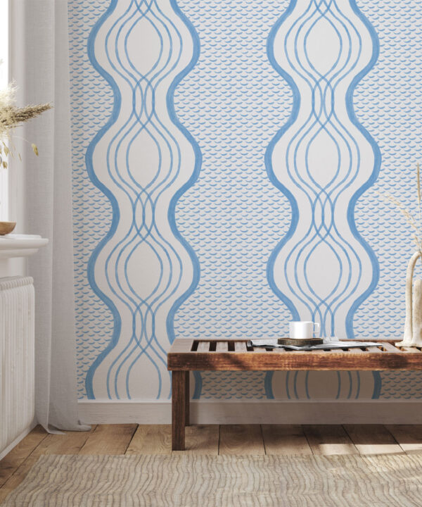 Wavy Lines Wallpaper • Blue • Insitu