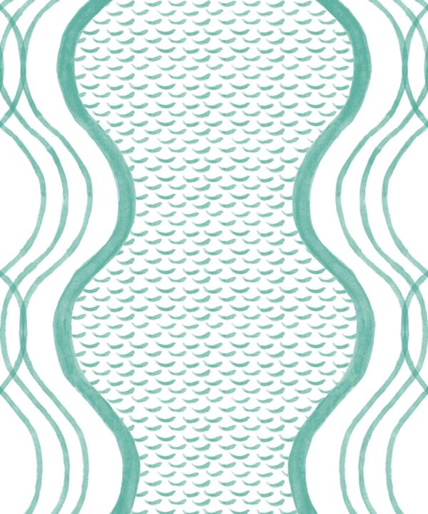 Wavy Lines Wallpaper • Green • Swatch