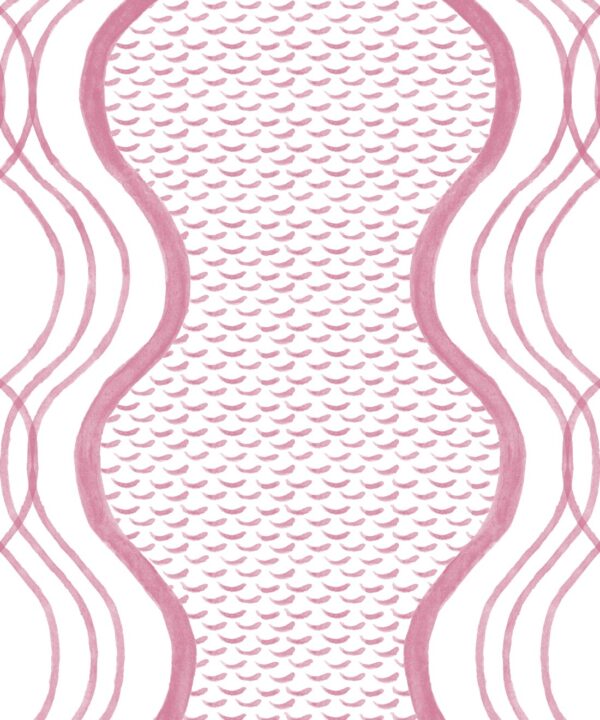 Wavy Lines Wallpaper • Rose • Swatch