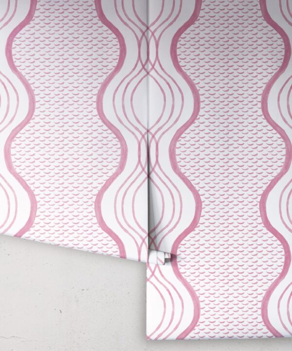 Wavy Lines Wallpaper • Rose • Rolls