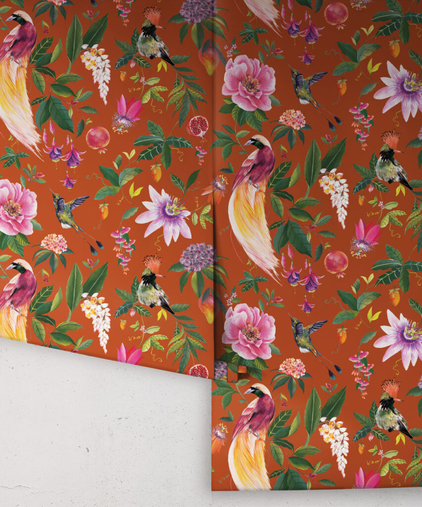 Gardenia Wallpaper • Bold Bird Design • Milton & King UK