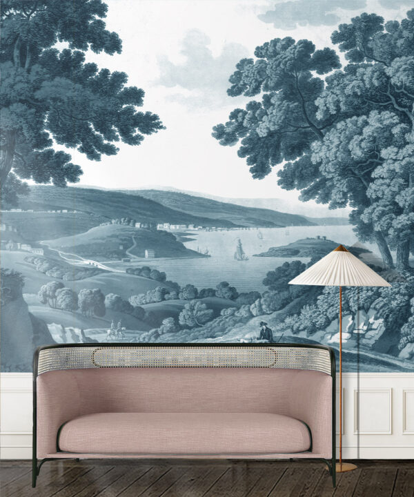 English Landscape Mural • Indigo • Insitu