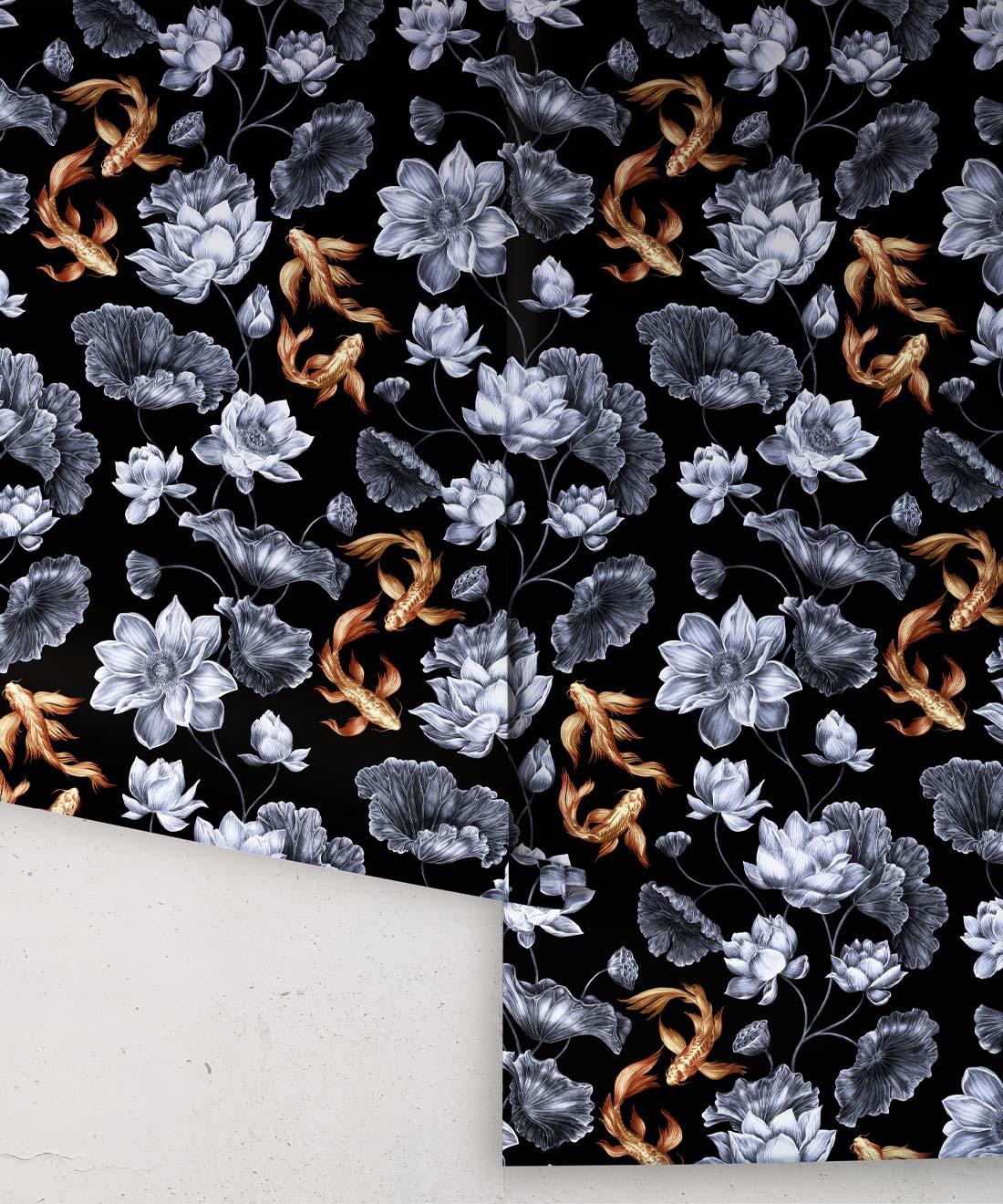 Golden Koi Wallpaper • Black • Rolls