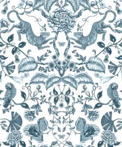 Playful Tiger Wallpaper • Silver Blue • Swatch