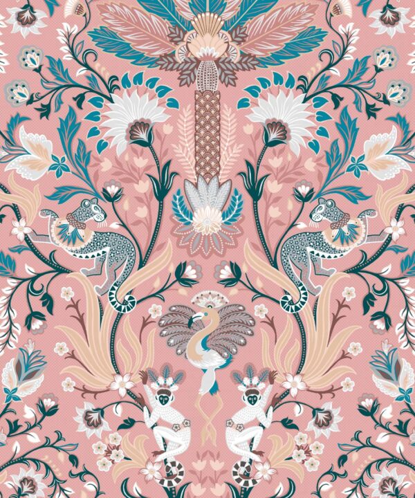 Jungle Symphony Wallpaper • Coral • Swatch