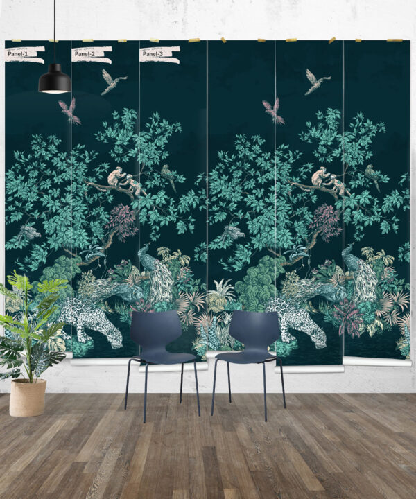 Sinharaja Mural • Teal • Panels