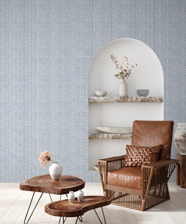 Daisy Chain Wallpaper • Indigo Ivory • Insitu