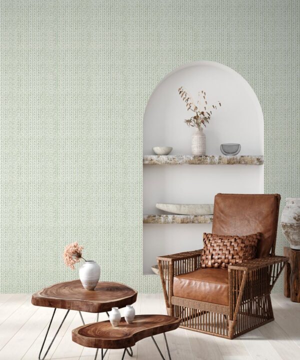 Daisy Chain Wallpaper • Mint Ivory • Insitu