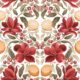 Lemons & Magnolia Wallpaper - Crimson & Olive Colorway - Swatch