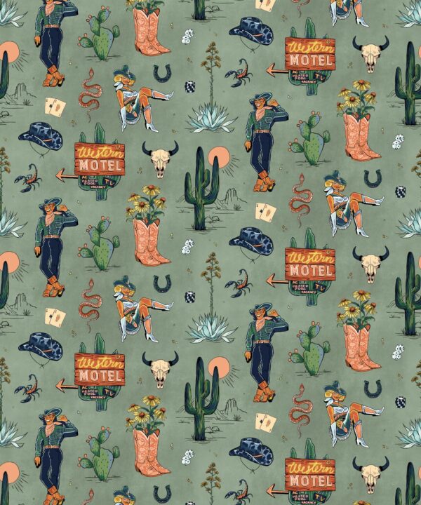 Milton & King Studio • Trail Tales Wallpaper • Colorway: Denim • Swatch