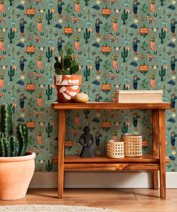 Milton & King Studio • Trail Tales Wallpaper • Colorway: Denim • Insitu