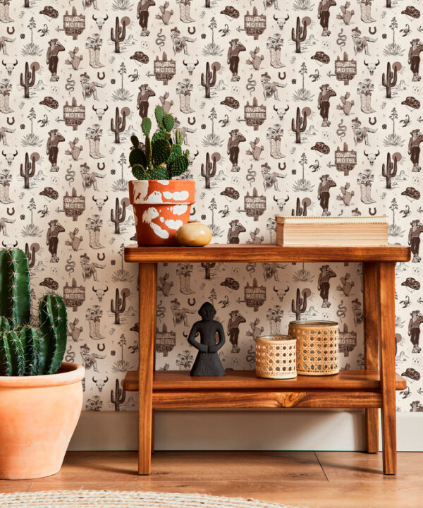 Milton & King Studio • Trail Tales Wallpaper • Colorway: Saloon • Insitu