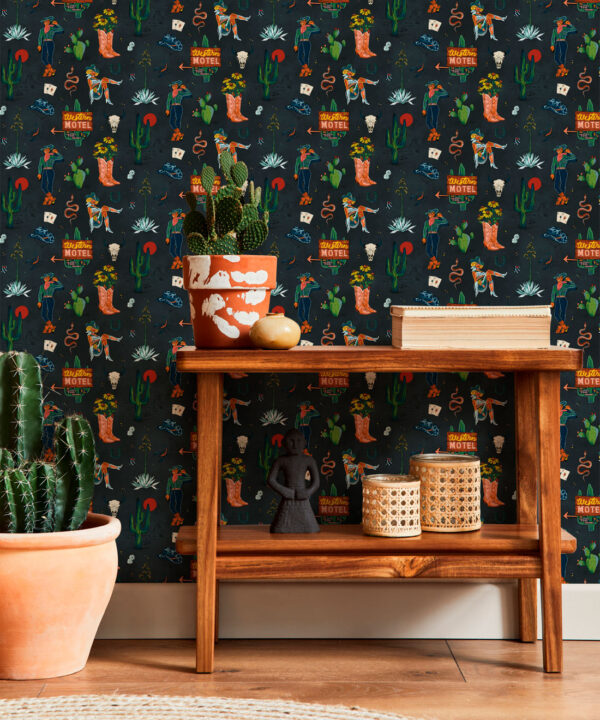 Milton & King Studio • Trail Tales Wallpaper • Colorway: Vegas • Insitu