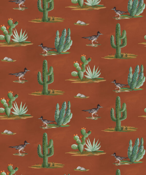 Roadrunner Wallpaper - Colorway: Rust - Swatch