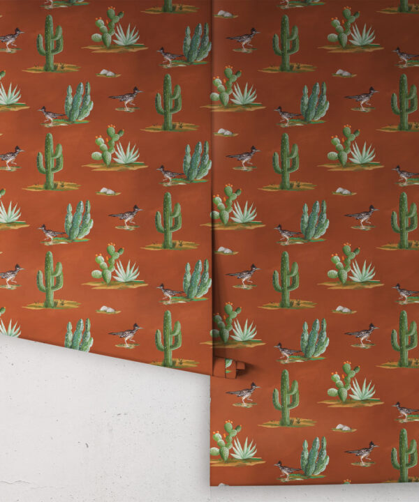 Roadrunner Wallpaper - Colorway: Rust - Rolls