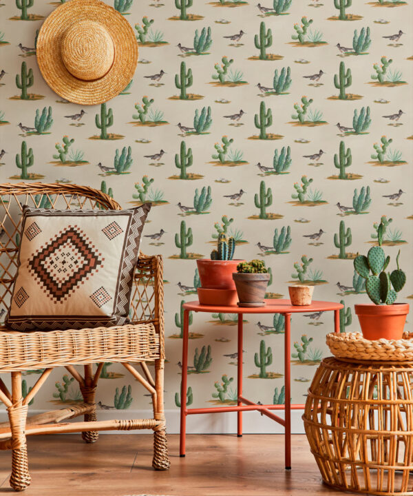 Roadrunner Wallpaper - Colorway: Stone - Insitu