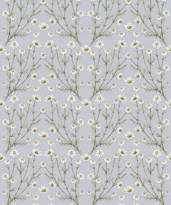 Wallpaper Republic - Floral Emporium Collection - Daisy Damask - Dusty Blue - Swatch