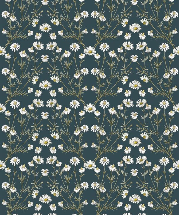 Wallpaper Republic - Floral Emporium Collection - Daisy Damask - Emerald - Swatch