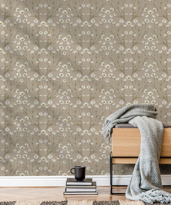 Wallpaper Republic - Floral Emporium Collection - Daisy Damask - Linen - Insitu