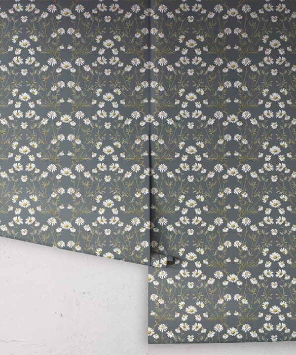 Wallpaper Republic - Floral Emporium Collection - Daisy Damask - Slate Grey - Rolls