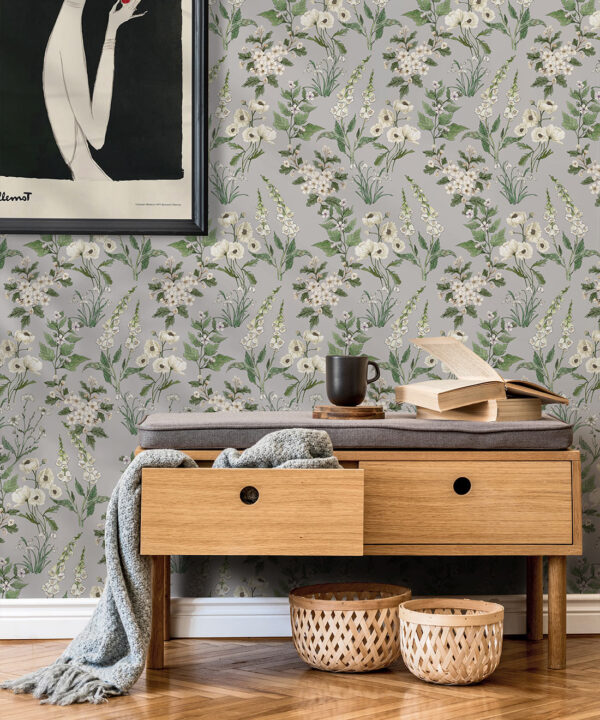 Wallpaper Republic - Floral Emporium Collection - Garden Delight - Dusty Blue - Insitu