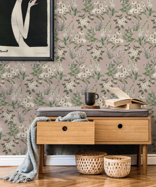 Wallpaper Republic - Floral Emporium Collection - Garden Delight - Dusty Pink - Insitu