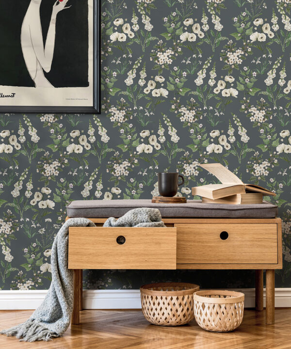 Wallpaper Republic - Floral Emporium Collection - Garden Delight - Slate Grey - Insitu