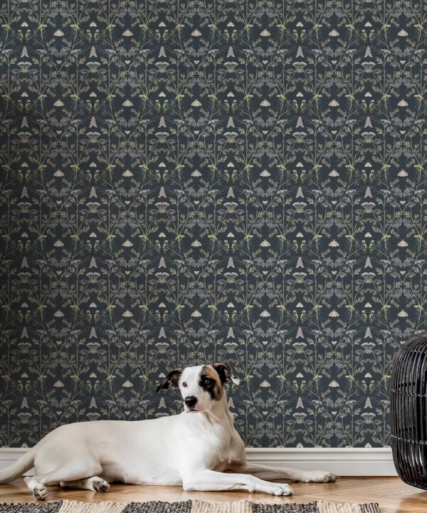 Wallpaper Republic - Floral Emporium Collection - Queen Anne’s Lace - Charcoal - Insitu