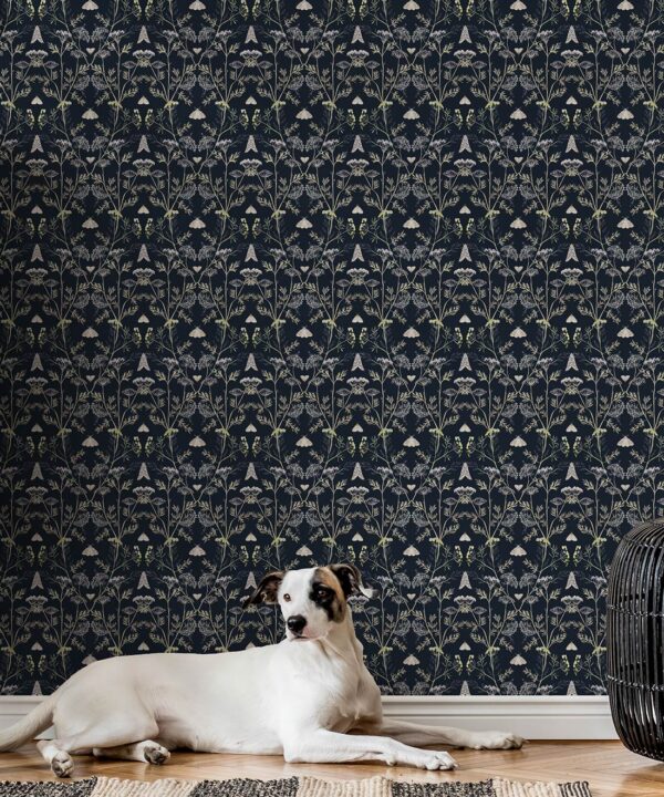 Wallpaper Republic - Floral Emporium Collection - Queen Anne’s Lace - Navy - Insitu