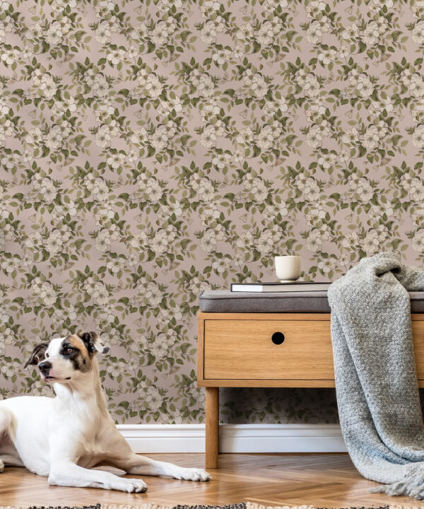 Wallpaper Republic - Floral Emporium Collection - Sweet Briar - Dusty Pink - Insitu