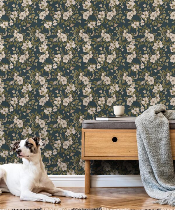 Wallpaper Republic - Floral Emporium Collection - Sweet Briar - Emerald - Insitu