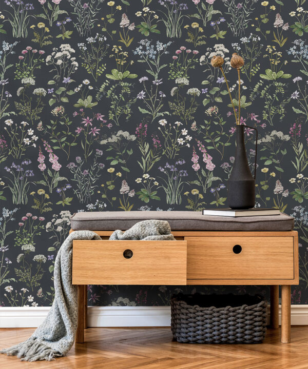 Wallpaper Republic - Floral Emporium Collection - Wild Meadow - Charcoal - Insitu