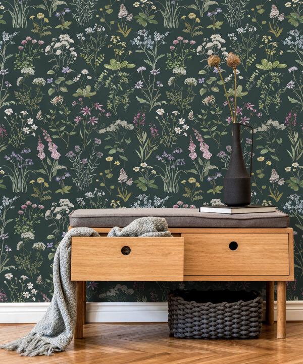 Wallpaper Republic - Floral Emporium Collection - Wild Meadow - Dark Green - Insitu