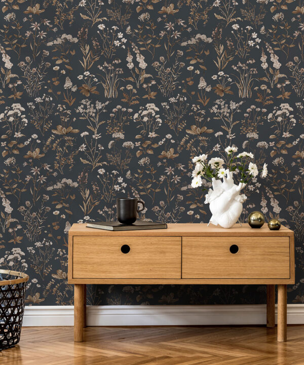 Wallpaper Republic - Floral Emporium Collection - Meadows Antique - Charcoal - Insitu